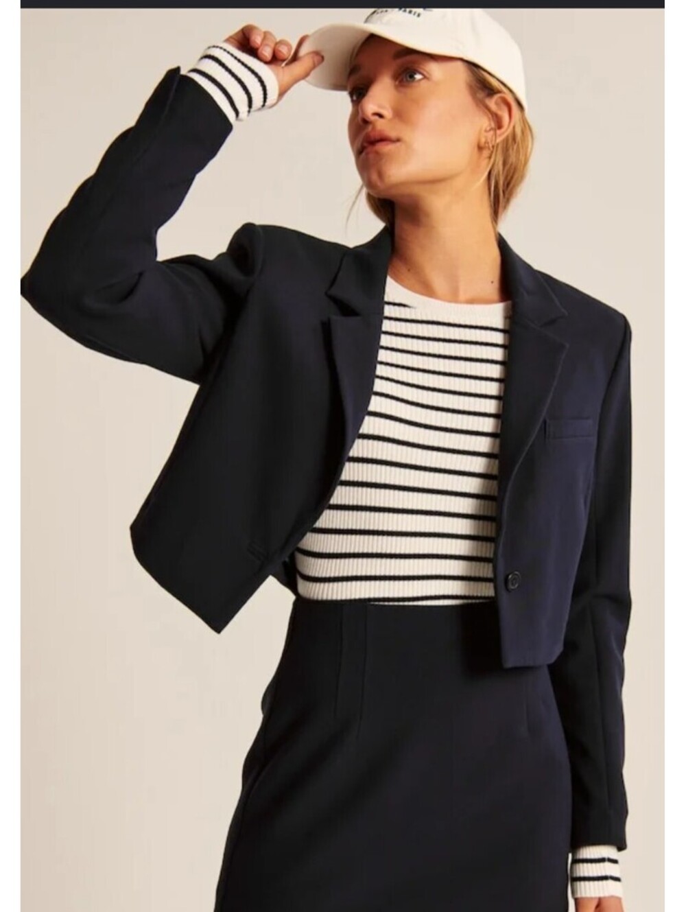 ABERCROMBIE navy blue cropped blazer sz S